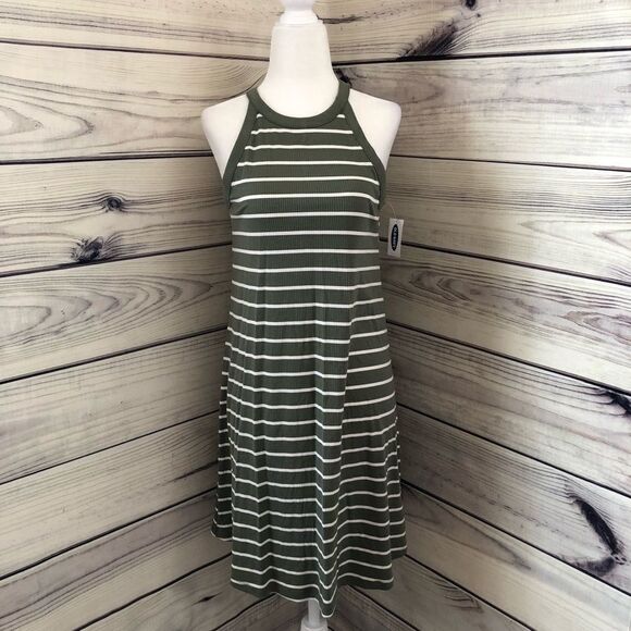 Old Navy Green&White Ribbed Dress Small NWT - Picture 1 of 5